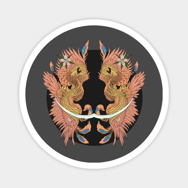 Twin Phoenix Magnet by Gekko and the Samurai 